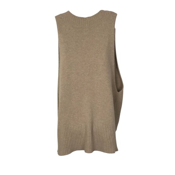 Free People Tan Knit Oversized V-neck High Low Vest Size S - Picture 5 of 7